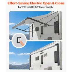 VEVOR Motorized RV Awning Complete Kit, 21.06FT Electric Retractable RV Awning with Aluminum Alloy Frame & Waterproof Fabric, Outdoor Camping Trailer Awnings Fit Most RVs (21FT Type, Gradient Gray)