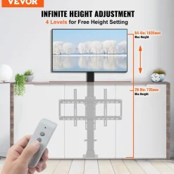 VEVOR Motorized TV Lift Stroke Length 35 Inches Motorized TV Mount Fit for 32-65 Inch TV Lift with Remote Control Height Adjustable 28.7-64.2 Inch,Load Capacity 154 Lbs