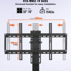 VEVOR Motorized TV Lift Stroke Length 35 Inches Motorized TV Mount Fit for 32-65 Inch TV Lift with Remote Control Height Adjustable 28.7-64.2 Inch,Load Capacity 154 Lbs