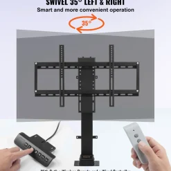 VEVOR Motorized TV Lift with Swivel, Adjustable Height 28.74-68.11 Inch for 32-70 Inch TVs, Remote Controlled, 154 Lbs Capacity, Manual Left/Right Swivel 30°
