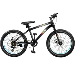 VEVOR Mountain Bike, 20 inch MTB Bicycle with 7 Speeds SHIMANO Twist Shifting, Comfort Saddle, Dual Disc Brakes, High Carbon Steel Frame, Fat Tire Sport Cycling Bicycle for Trail Snow