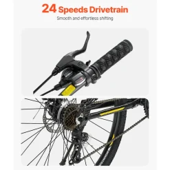VEVOR Mountain Bike, 29 inch MTB Bicycle with Full Dual Suspension, 24 Speeds Twist Shifting, Comfort Saddle, Dual Disc Brakes, Aluminum Alloy Frame, Adult Sport Cycling Bicycle for Men Women Trail Snow