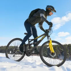 VEVOR Mountain Bike, 29 inch MTB Bicycle with Full Dual Suspension, 24 Speeds Twist Shifting, Comfort Saddle, Dual Disc Brakes, Aluminum Alloy Frame, Adult Sport Cycling Bicycle for Men Women Trail Snow
