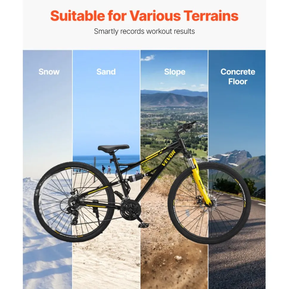 VEVOR Mountain Bike, 29 inch MTB Bicycle with Full Dual Suspension, 24 Speeds Twist Shifting, Comfort Saddle, Dual Disc Brakes, Aluminum Alloy Frame, Adult Sport Cycling Bicycle for Men Women Trail Snow
