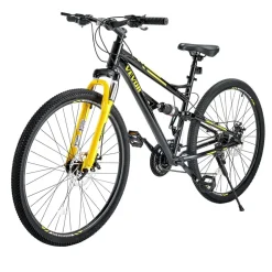 VEVOR Mountain Bike, 29 inch MTB Bicycle with Full Dual Suspension, 24 Speeds Twist Shifting, Comfort Saddle, Dual Disc Brakes, Aluminum Alloy Frame, Adult Sport Cycling Bicycle for Men Women Trail Snow