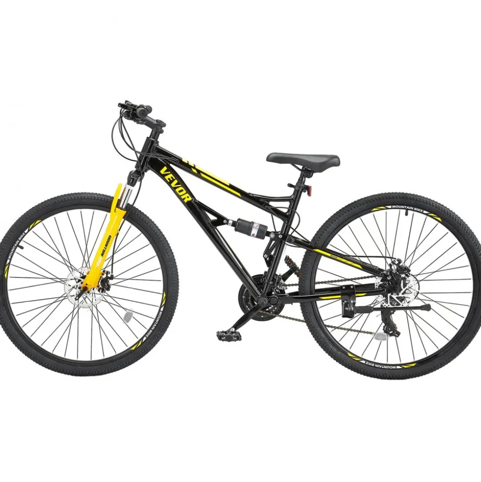 VEVOR Mountain Bike, 29 inch MTB Bicycle with Full Dual Suspension, 24 Speeds Twist Shifting, Comfort Saddle, Dual Disc Brakes, Aluminum Alloy Frame, Adult Sport Cycling Bicycle for Men Women Trail Snow