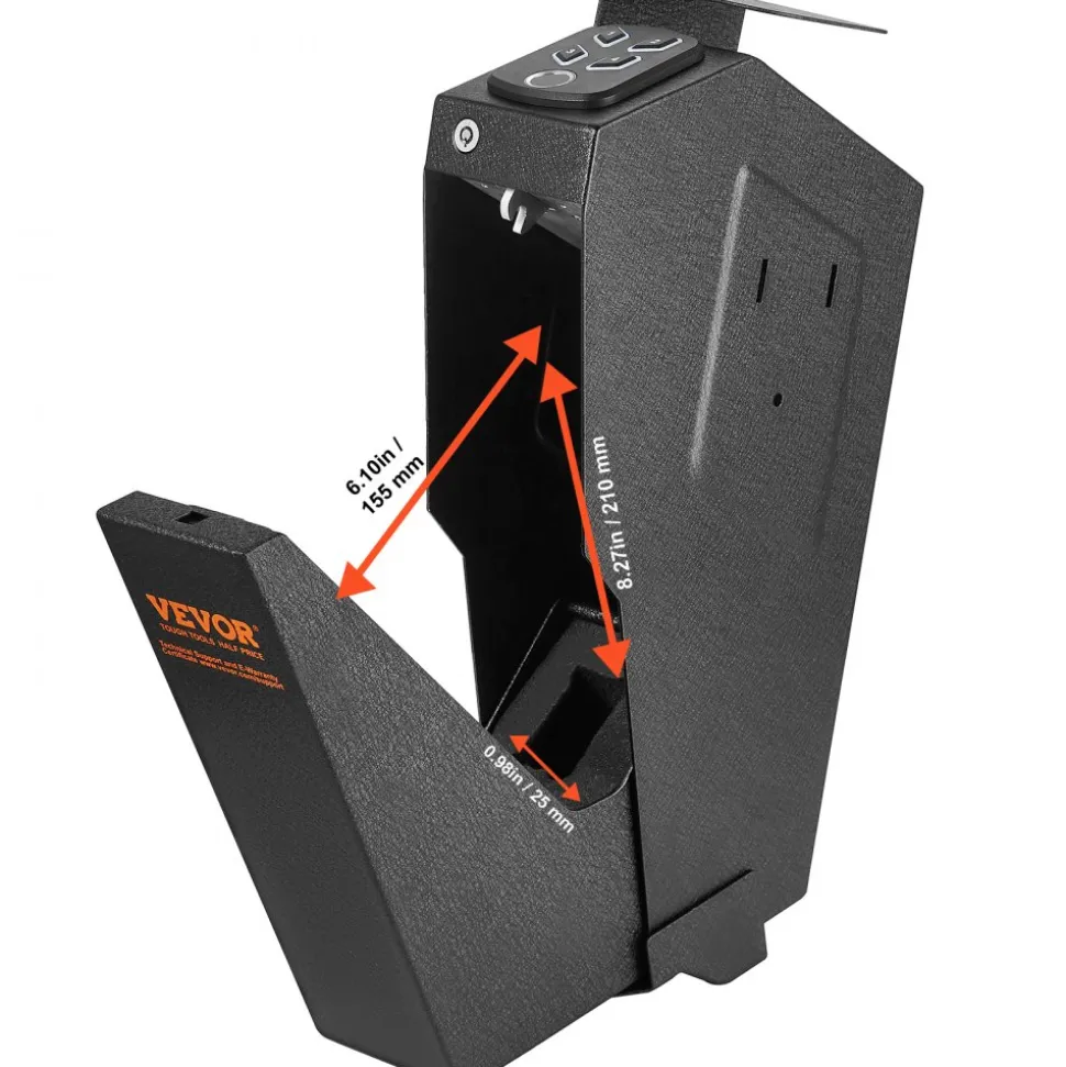 VEVOR Mounted Gun Safe for Pistols, Biometric Gun Safe with Three Quick Access Ways of Fingerprints, Passwords and Keys, Handgun Safe for 1 Pistol for Home, Bedside, Nightstand, Wall