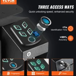 VEVOR Mounted Gun Safe for Pistols, Biometric Gun Safe with Three Quick Access Ways of Fingerprints, Passwords and Keys, Handgun Safe for 1 Pistol for Home, Bedside, Nightstand, Wall