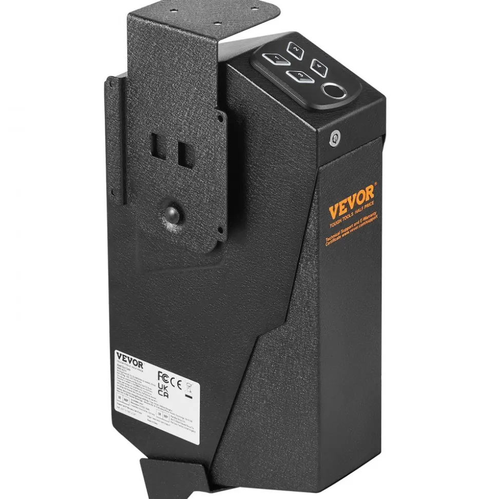 VEVOR Mounted Gun Safe for Pistols, Biometric Gun Safe with Three Quick Access Ways of Fingerprints, Passwords and Keys, Handgun Safe for 1 Pistol for Home, Bedside, Nightstand, Wall