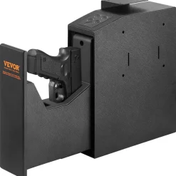 VEVOR Mounted Gun Safe for Pistols, Biometric Gun Safe with Three Quick Access Ways of Fingerprints, Passwords and Keys, Handgun Safe for 1 Pistol for Home, Bedside, Nightstand, Wall