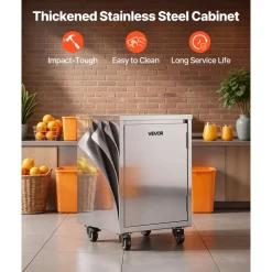 VEVOR Movable Base Cabinet for Orange Juicer, Thickened Stainless Steel, 4 Swivel Casters, Compatible with VEVOR NS2000E-2NS2000E-2TNS2000E-3 Semi-Automatic Feed Orange Juicer, Easy Installation