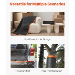 VEVOR Moving Blankets 6 Pcs, 72 x 40 in (32 lbs/dz) Large Packing Blankets with Cotton Filling, Heavy Duty Nonwoven Fabric Padded Moving Blanket for Shipping, Wrapping, Protecting Furniture