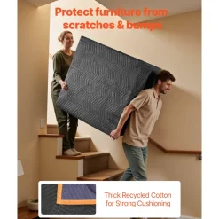 VEVOR Moving Blankets 6 Pcs, 80 x 72 in (35 lbs/dz) Large Packing Blankets with Cotton Filling, Heavy Duty Nonwoven Fabric Padded Moving Blanket for Shipping, Wrapping, Protecting Furniture