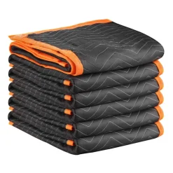 VEVOR Moving Blankets 6 Pcs, 80 x 72 in (35 lbs/dz) Large Packing Blankets with Cotton Filling, Heavy Duty Nonwoven Fabric Padded Moving Blanket for Shipping, Wrapping, Protecting Furniture