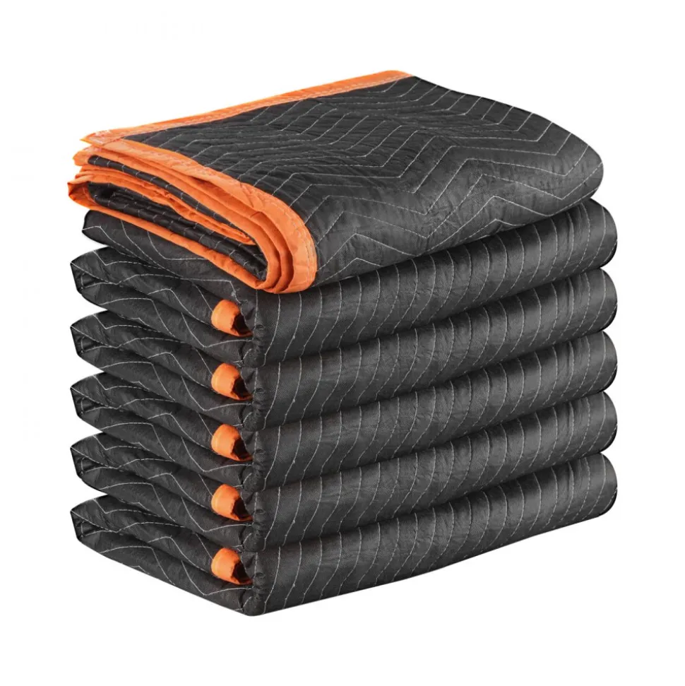 VEVOR Moving Blankets 6 Pcs, 80 x 72 in (35 lbs/dz) Large Packing Blankets with Cotton Filling, Heavy Duty Nonwoven Fabric Padded Moving Blanket for Shipping, Wrapping, Protecting Furniture
