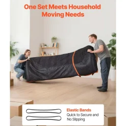 VEVOR Moving Blankets 6 Pcs, 80 x 72 in (35 lbs/dz) Large Packing Blankets with Cotton Filling, Heavy Duty Nonwoven Fabric Padded Moving Blanket for Shipping, Wrapping, Protecting Furniture