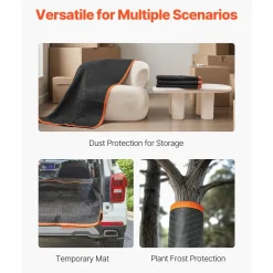 VEVOR Moving Blankets 6 Pcs, 80 x 72 in (35 lbs/dz) Large Packing Blankets with Cotton Filling, Heavy Duty Nonwoven Fabric Padded Moving Blanket for Shipping, Wrapping, Protecting Furniture