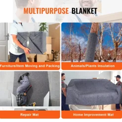 VEVOR Moving Blankets, 72" x 54", 21 lbs/dz Weight, 12 Packs, Professional Recycled Cotton Packing Blanket, Large Heavy Duty Shipping Mover Pads Perfect for Protecting Furniture, Floors, Appliances