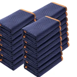 VEVOR Moving Blankets, 80" x 72", 35 lbs/dz Weight, 12 Packs, Professional Non-Woven & Recycled Cotton Packing Blanket, Heavy Duty Mover Pads for Protecting Furniture, Floors, Appliances, Blue/Orange