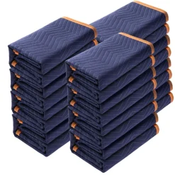 VEVOR Moving Blankets, 80" x 72", 35 lbs/dz Weight, 12 Packs, Professional Non-Woven & Recycled Cotton Packing Blanket, Heavy Duty Mover Pads for Protecting Furniture, Floors, Appliances, Blue/Orange