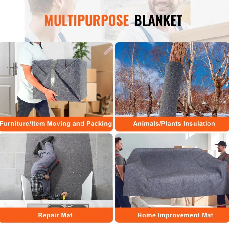 VEVOR Moving Blankets, 72" x 54", 21 lbs/dz Weight, 24 Packs, Professional Recycled Cotton Packing Blanket, Large Heavy Duty Shipping Mover Pads Perfect for Protecting Furniture, Floors, Appliances