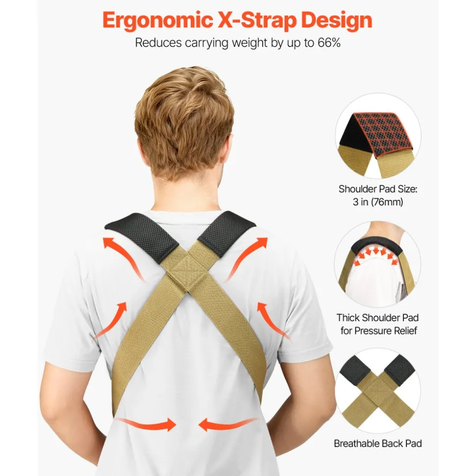 VEVOR Moving Straps, 2-Person Lifting and Moving System with 2 Harness Straps, 2 Load-bearing Straps & 1 Handheld Strap, Adjustable Lifting Shoulder Straps Move Furniture Appliances Mattresses