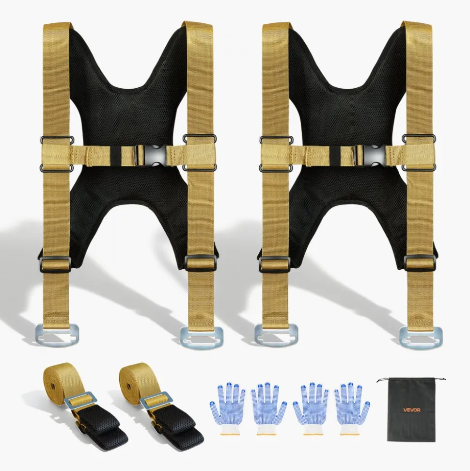 VEVOR Moving Straps, Supports up to 1000 lbs, 2-Person Lifting and Moving System with 2 Harness Straps & 2 Load-bearing Straps, Adjustable Lifting Shoulder Straps Move Furniture Appliances Mattresses