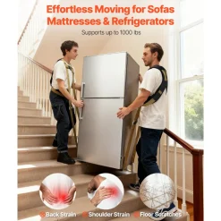 VEVOR Moving Straps, Supports up to 1000 lbs, 2-Person Lifting and Moving System with 2 Harness Straps & 2 Load-bearing Straps, Adjustable Lifting Shoulder Straps Move Furniture Appliances Mattresses