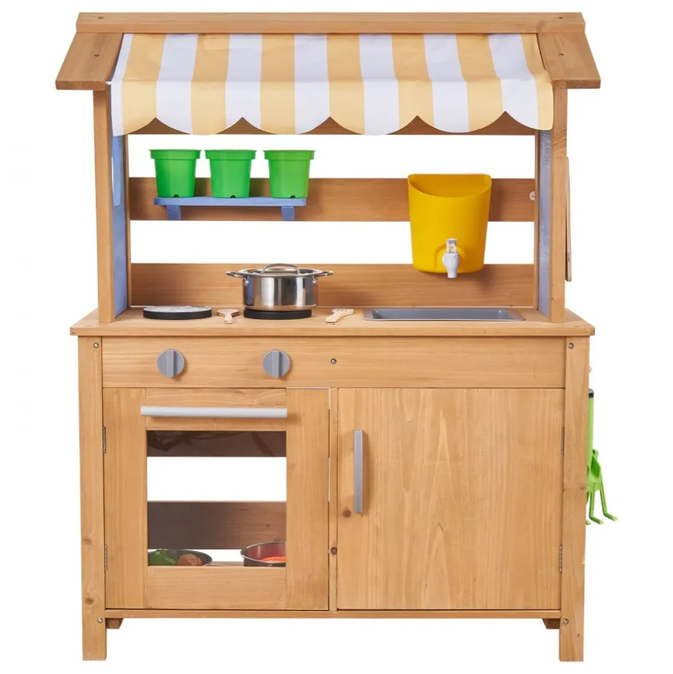 VEVOR Mud Kitchen, Outdoor Mud Kitchen for Kids, Wood Outdoor Play Kitchens with Stoves, Tank, Sink, Planting Shovels, Spatulas, Box, Cookware Pots and Accessories, Wooden Play Kitchens for Home, Lawn