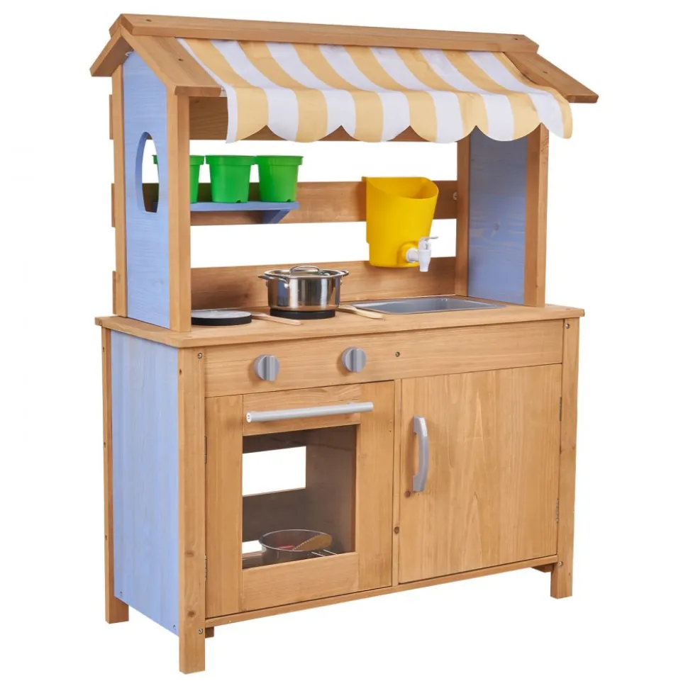 VEVOR Mud Kitchen, Outdoor Mud Kitchen for Kids, Wood Outdoor Play Kitchens with Stoves, Tank, Sink, Planting Shovels, Spatulas, Box, Cookware Pots and Accessories, Wooden Play Kitchens for Home, Lawn