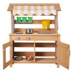 VEVOR Mud Kitchen, Outdoor Mud Kitchen for Kids, Wood Outdoor Play Kitchens with Stoves, Tank, Sink, Planting Shovels, Spatulas, Box, Cookware Pots and Accessories, Wooden Play Kitchens for Home, Lawn