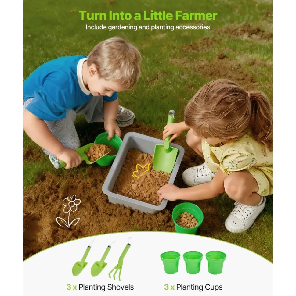 VEVOR Mud Kitchen, Outdoor Mud Kitchen for Kids, Wood Outdoor Play Kitchens with Stoves, Hooks, Double Sinks, Planting Shovels, Spatulas, Cookware Pots and Accessories, Play with Water and Sand