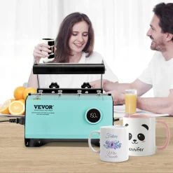VEVOR Mug Heat Press, 11-30oz Tumbler Heat Press Machine, Sublimation Transfer Straight Skinny Tumblers, Cup Heat Press with Heat-resist Gloves & Tape, DIY Ceramic Mugs Cups Glasses, As Gift, Green