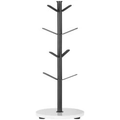 VEVOR Mug Holder Tree with Marble Base, 8 Hooks Coffee Cup Holder for Counter, Carbon Steel Mug Tree Cup Rack Stand, Upgraded Coffee Cup Tree for Coffee Bar Kitchen Home Organizer (Matte Black)