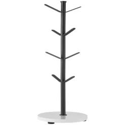 VEVOR Mug Holder Tree with Marble Base, 8 Hooks Coffee Cup Holder for Counter, Carbon Steel Mug Tree Cup Rack Stand, Upgraded Coffee Cup Tree for Coffee Bar Kitchen Home Organizer (Matte Black)