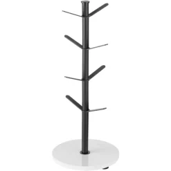 VEVOR Mug Holder Tree with Marble Base, 8 Hooks Coffee Cup Holder for Counter, Carbon Steel Mug Tree Cup Rack Stand, Upgraded Coffee Cup Tree for Coffee Bar Kitchen Home Organizer (Matte Black)