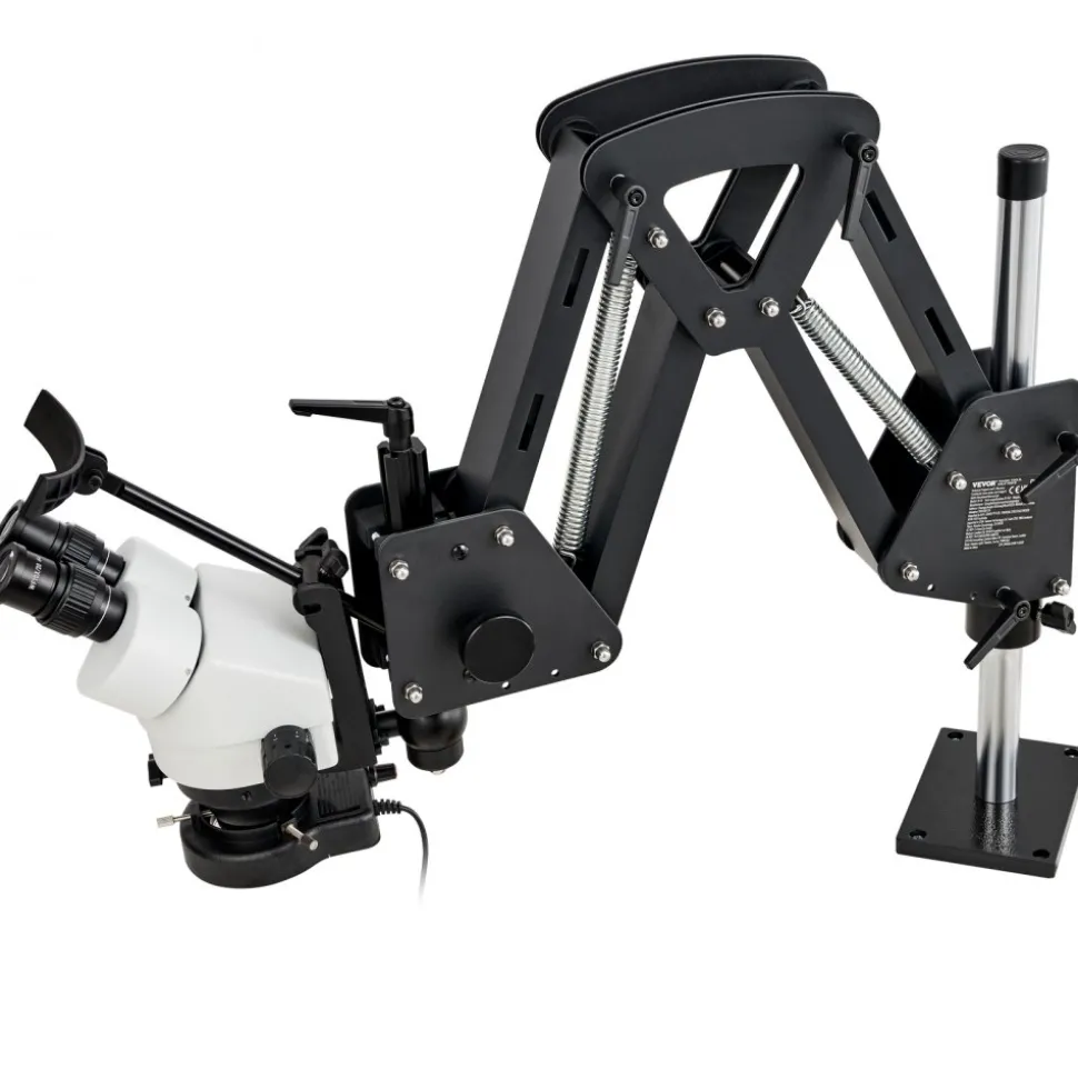 VEVOR Multi-Directional Microscope with Spring Bracket, 7X-45X Magnification Jewelry Microscope, Micro Jewelry Inlaid Stand with Integrated USB Ring LED Light and 360° Ball Vise, for Jewelry Inlay