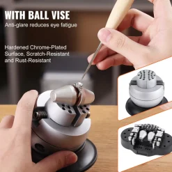 VEVOR Multi-Directional Microscope with Spring Bracket, 7X-45X Magnification Jewelry Microscope, Micro Jewelry Inlaid Stand with Integrated USB Ring LED Light and 360° Ball Vise, for Jewelry Inlay