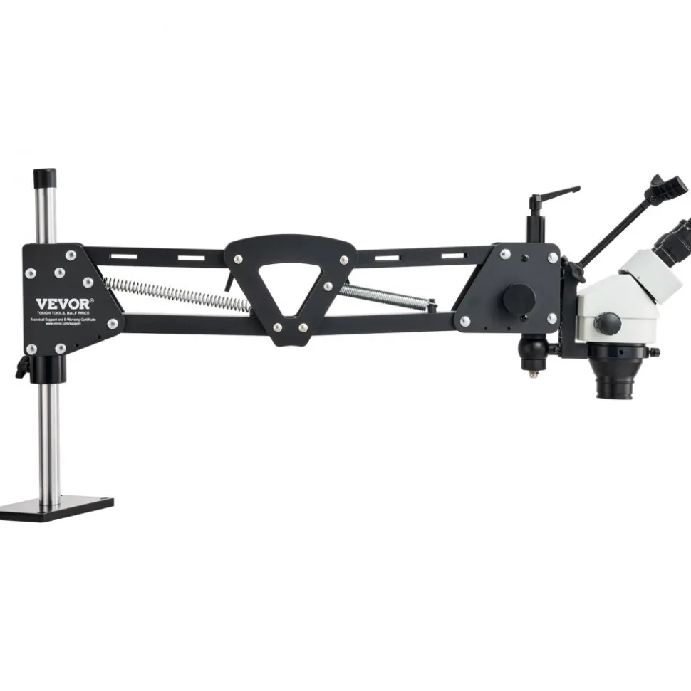 VEVOR Multi-Directional Microscope with Spring Bracket, 7X-45X Magnification Jewelry Microscope, Micro Jewelry Inlaid Stand with Integrated USB Ring LED Light and 360° Ball Vise, for Jewelry Inlay