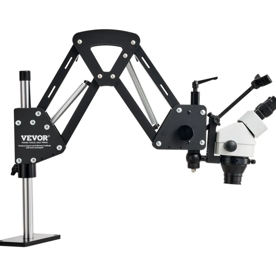 VEVOR Multi-Directional Microscope with Spring Bracket, 7X-45X Magnification Jewelry Microscope, Micro Jewelry Inlaid Stand with Integrated USB Ring LED Light and 360° Ball Vise, for Jewelry Inlay
