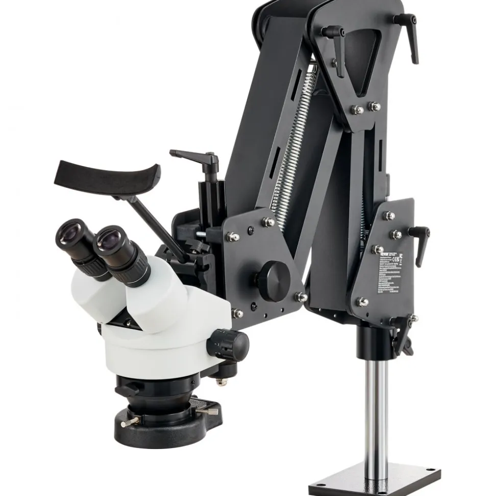 VEVOR Multi-Directional Microscope with Spring Bracket, 7X-45X Magnification Jewelry Microscope, Micro Jewelry Inlaid Stand with Integrated USB Ring LED Light and 360° Ball Vise, for Jewelry Inlay