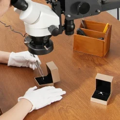 VEVOR Multi-Directional Microscope with Spring Bracket, 7X-45X Magnification Jewelry Microscope, Micro Jewelry Inlaid Stand with Integrated USB Ring LED Light, Jewelers Microscope for Jewelry Inlay