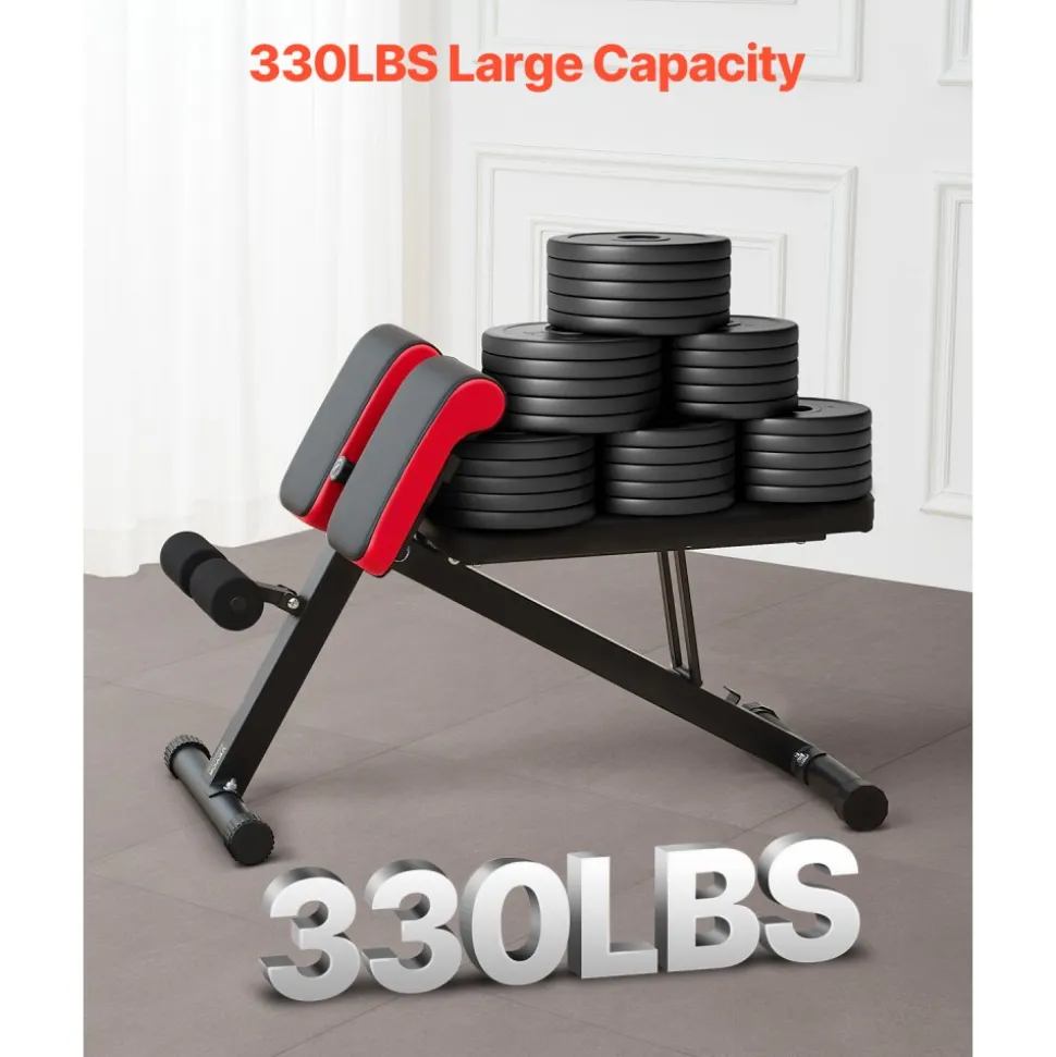 VEVOR Multi-Functional Weight Bench for Full Body Workout, Roman Chair Hyperextension Bench, 330 lbs Adjustable & Foldable Equipment for Back Arm Core Ab Workout, Sit Up Exercise Machine for Home Gym