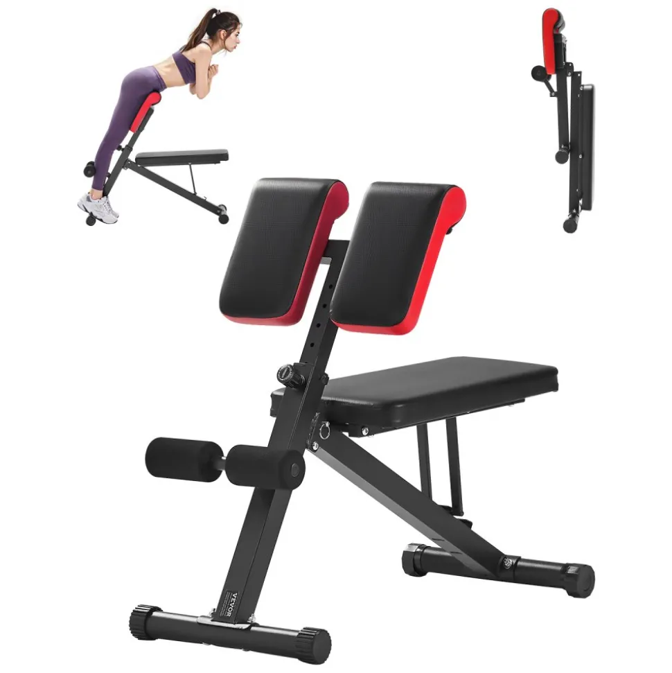 VEVOR Multi-Functional Weight Bench for Full Body Workout, Roman Chair Hyperextension Bench, 330 lbs Adjustable & Foldable Equipment for Back Arm Core Ab Workout, Sit Up Exercise Machine for Home Gym