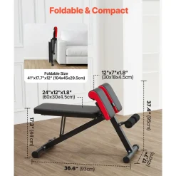VEVOR Multi-Functional Weight Bench for Full Body Workout, Roman Chair Hyperextension Bench, 330 lbs Adjustable & Foldable Equipment for Back Arm Core Ab Workout, Sit Up Exercise Machine for Home Gym