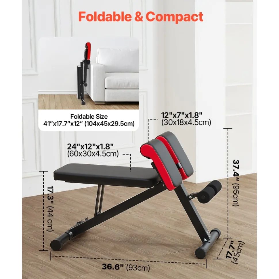 VEVOR Multi-Functional Weight Bench for Full Body Workout, Roman Chair Hyperextension Bench, 330 lbs Adjustable & Foldable Equipment for Back Arm Core Ab Workout, Sit Up Exercise Machine for Home Gym