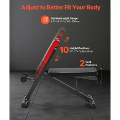 VEVOR Multi-Functional Weight Bench for Full Body Workout, Roman Chair Hyperextension Bench, 330 lbs Adjustable & Foldable Equipment for Back Arm Core Ab Workout, Sit Up Exercise Machine for Home Gym