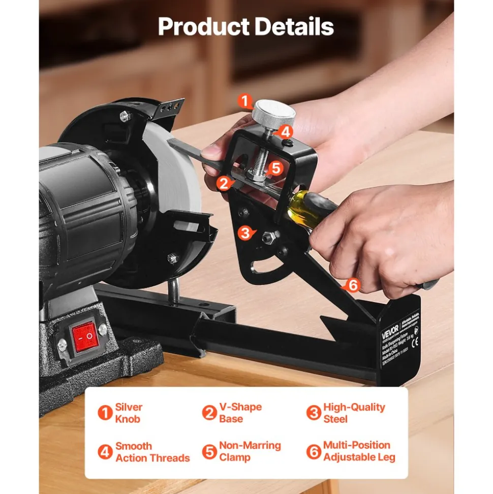 VEVOR Multi-Grind Sharpening System, Vari-Grind Pro Sharpening Jig Kit for 6" & 8" Bench Grinders – with Platform, Long Support Arm & Fingernail Gouge Jig, for Chisels, Woodturning, Plane Irons