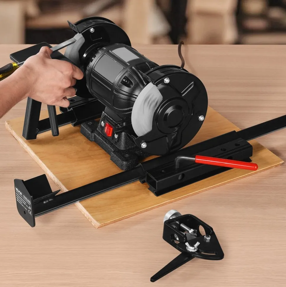 VEVOR Multi-Grind Sharpening System, Vari-Grind Pro Sharpening Jig Kit for 6" & 8" Bench Grinders – with Platform, Long Support Arm & Fingernail Gouge Jig, for Chisels, Woodturning, Plane Irons