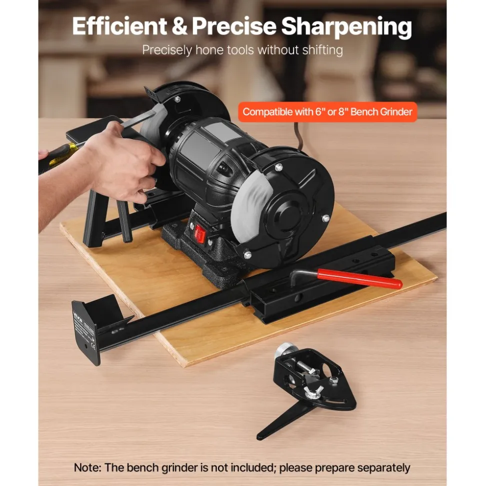 VEVOR Multi-Grind Sharpening System, Vari-Grind Pro Sharpening Jig Kit for 6" & 8" Bench Grinders – with Platform, Long Support Arm & Fingernail Gouge Jig, for Chisels, Woodturning, Plane Irons